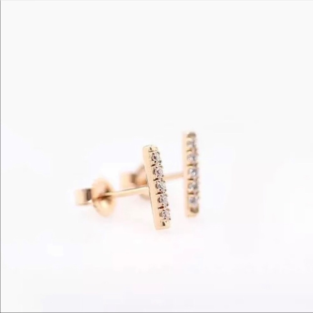 Lab Diamond 14K Solid Gold Push Back Stud Earrings - Picture 5 of 6